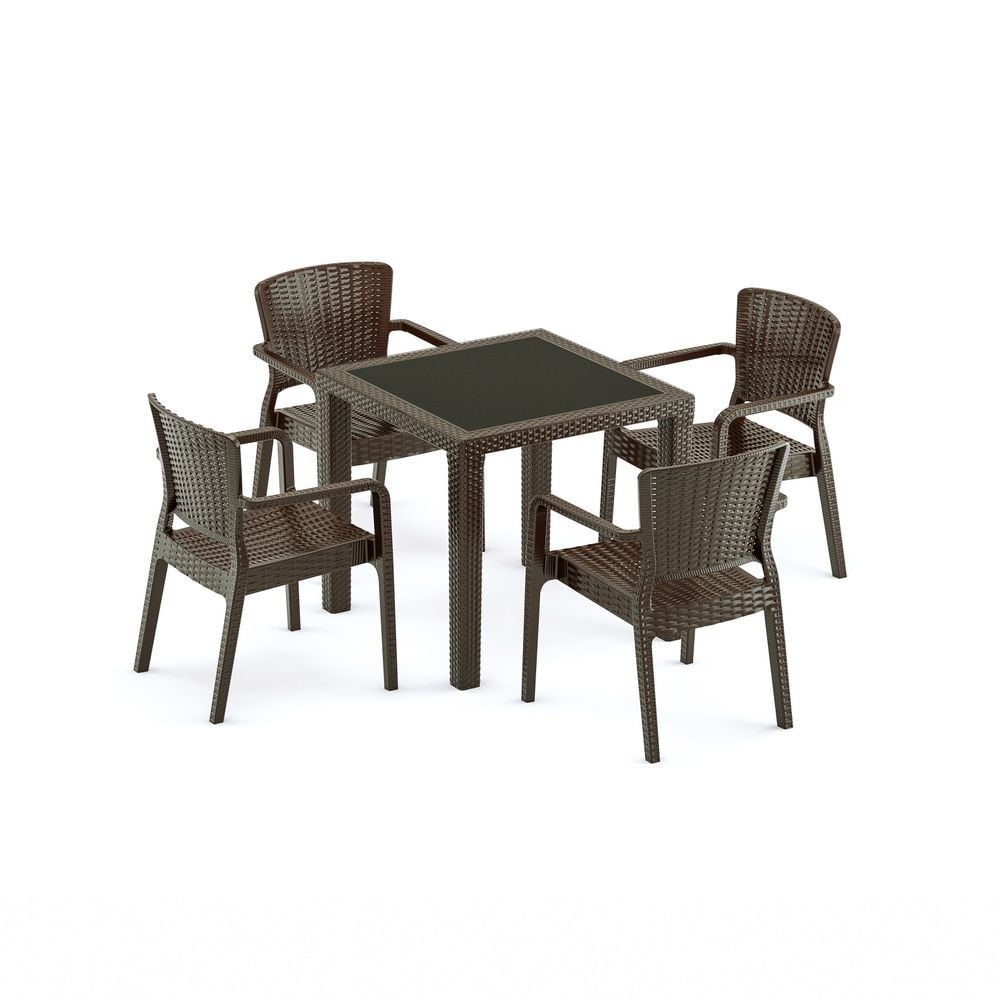 Venge Bahçe Masa Sandalye Takımı 80x80 4 Kişilik