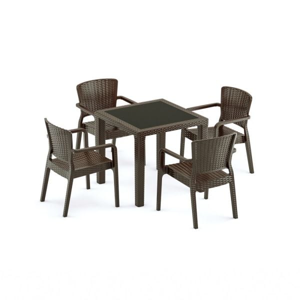 Venge Bahçe Masa Sandalye Takımı 80x80 4 Kişilik