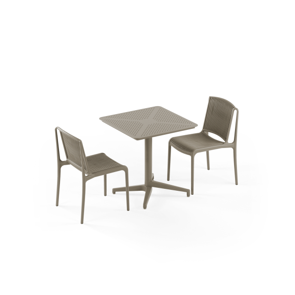 Vizon Renk 2 Kişilik Dış Mekan Bahçe Masa Sandalye Takımı 70x70 cm | Otel, Cafe, Restaurant, Balkon, Teras İçin Sabit Masa Seti