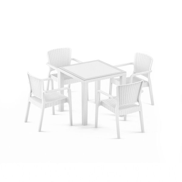 BEYAZ KARE CAFE BAHÇE MASA SANDALYE TAKIMI