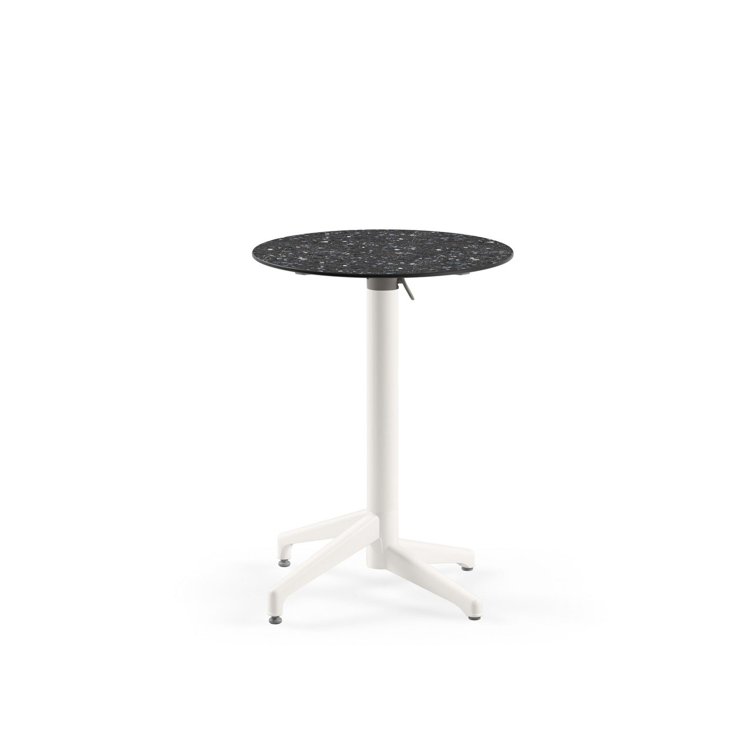 Compact Katlanır Açık Hava Bahçe Masası - 60 cm Yuvarlak Terrazzo Mermer Desenli, Paslanmaz, Dayanıklı ve Kolay Temizlenebilir