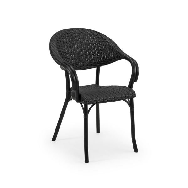 Siyah 90x150 Rattan Plastik Bahçe Masa Takımı 6 Kişilik