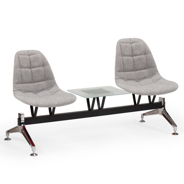 Açık Gri Kumaşlı 2 Kişilik Sehpalı Bekleme Sandalyesi