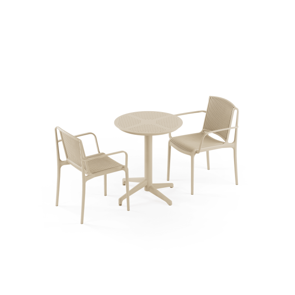 Bej Bahçe Masa Sandalye Takımı 2 Kişilik Set 60 cm