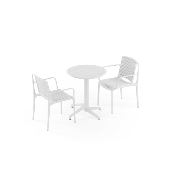 Beyaz Bahçe Masa Sandalye Takımı 2 Kişilik Set 60 cm
