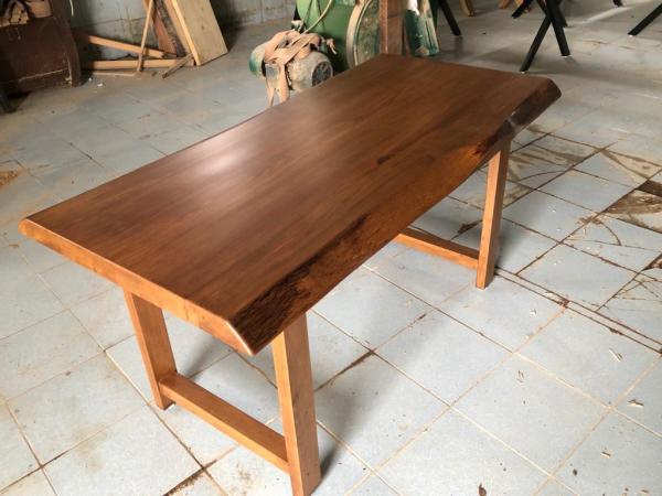 Doğal Kütük Masa 80x140 cm Kayın Ağacı Açık Ceviz