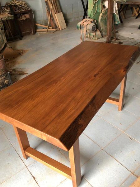Doğal Kütük Masa 80x140 cm Kayın Ağacı Açık Ceviz