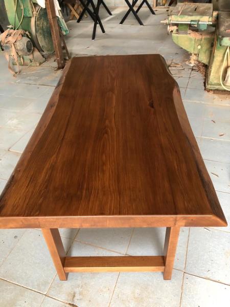 Doğal Kütük Masa 80x140 cm Kayın Ağacı Açık Ceviz