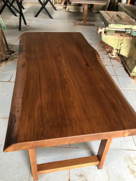 Doğal Kütük Masa 80x140 cm Kayın Ağacı Açık Ceviz