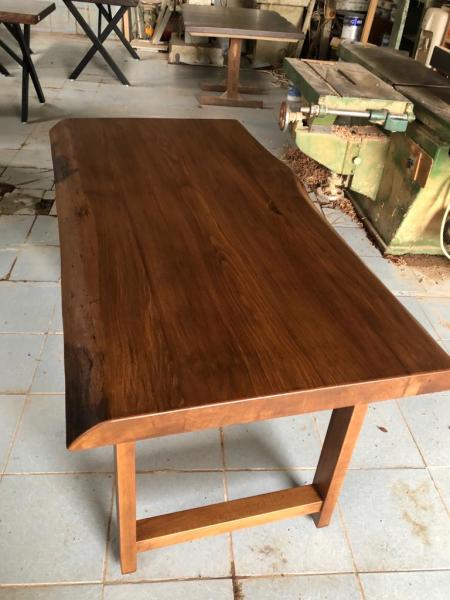 Doğal Kütük Masa 80x140 cm Kayın Ağacı Açık Ceviz