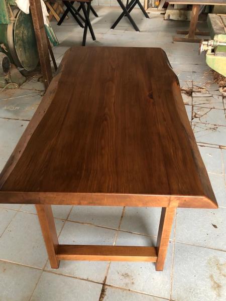 Doğal Kütük Masa 80x140 cm Kayın Ağacı Açık Ceviz