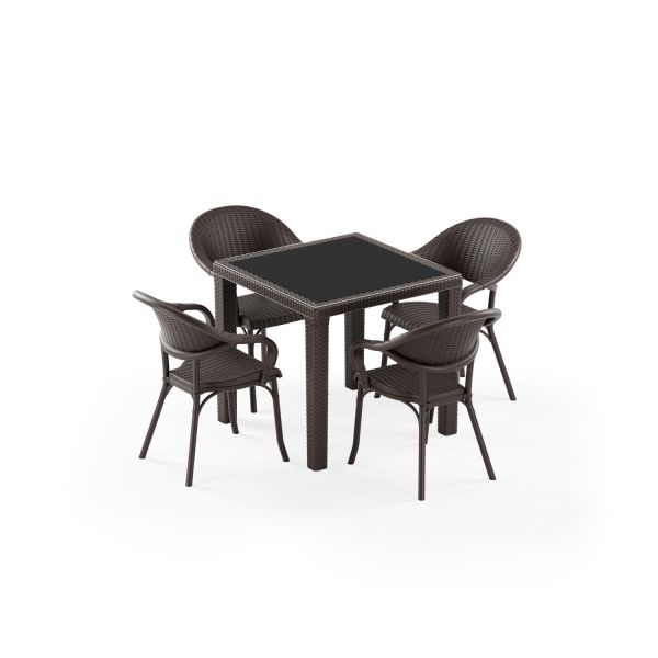 Venge Bahçe Masa Sandalye Takımı 4 Kişilik 80x80 cm