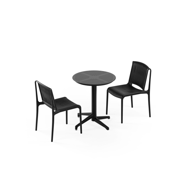 Siyah Bahçe Masa Sandalye Takımı 60 cm Yuvarlak