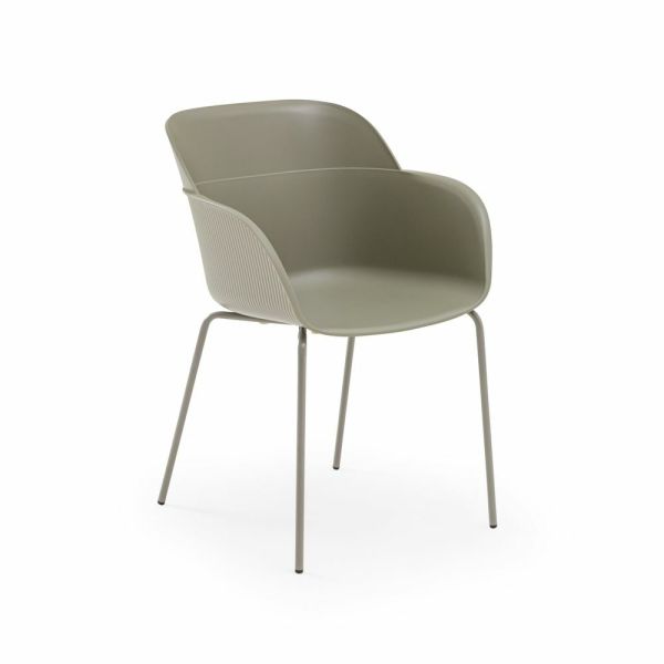 Metal Gri Boyalı Ayak Polipropilen Plastik Modern Çimento Gri Mutfak Sandalyesi