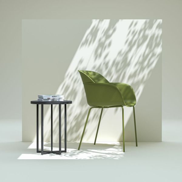 Metal Yeşil Boyalı Ayak Polipropilen Plastik Modern Haki Yeşil Mutfak Sandalye