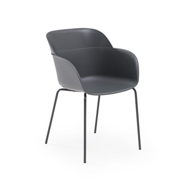 Metal Antrasit Boyalı Ayak Polipropilen Plastik Modern Antrasit Gri Mutfak Sandalyesi