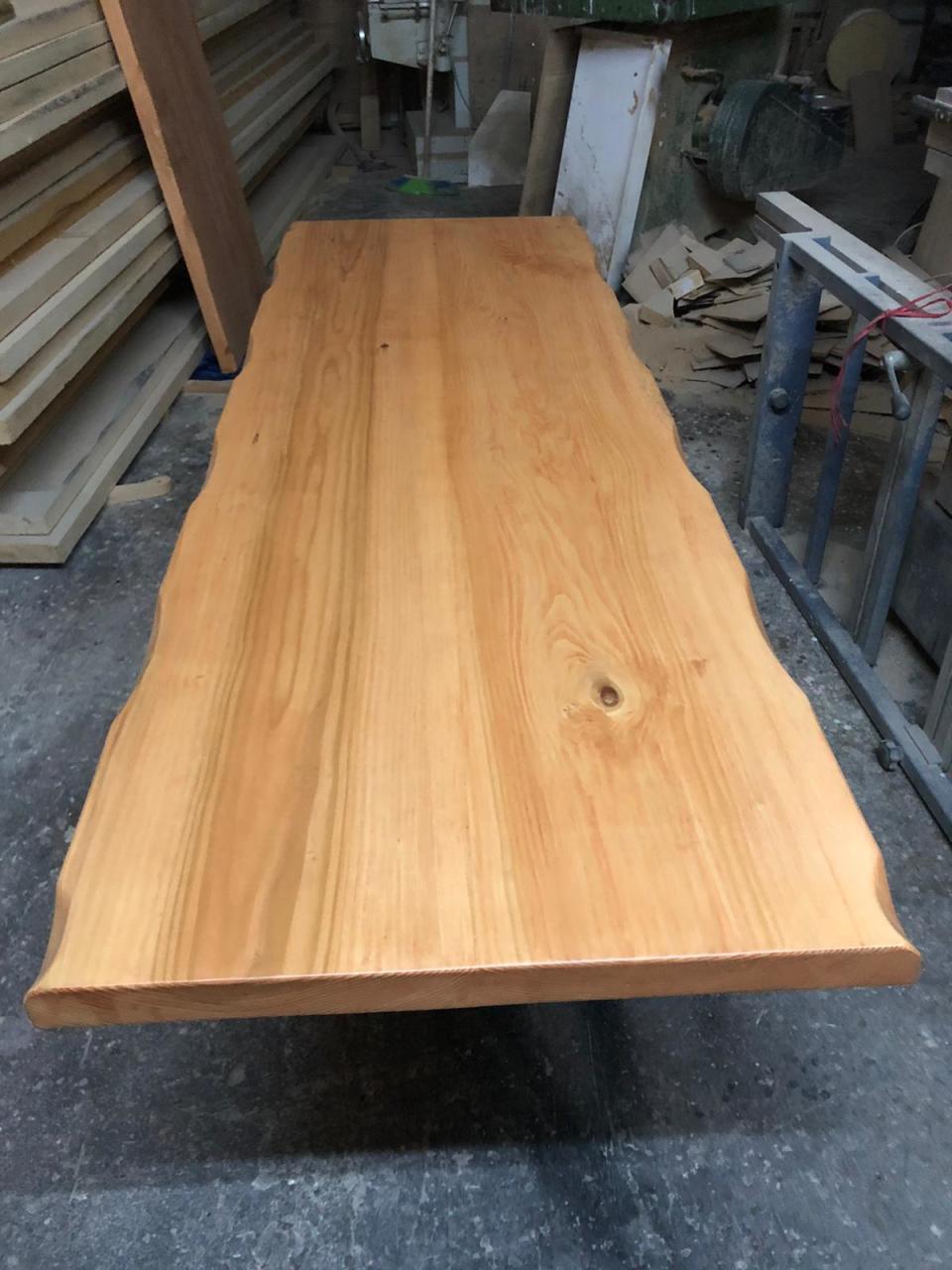 Naturel Mat Vernik Cilalı Kütük Masa Üst Tablası