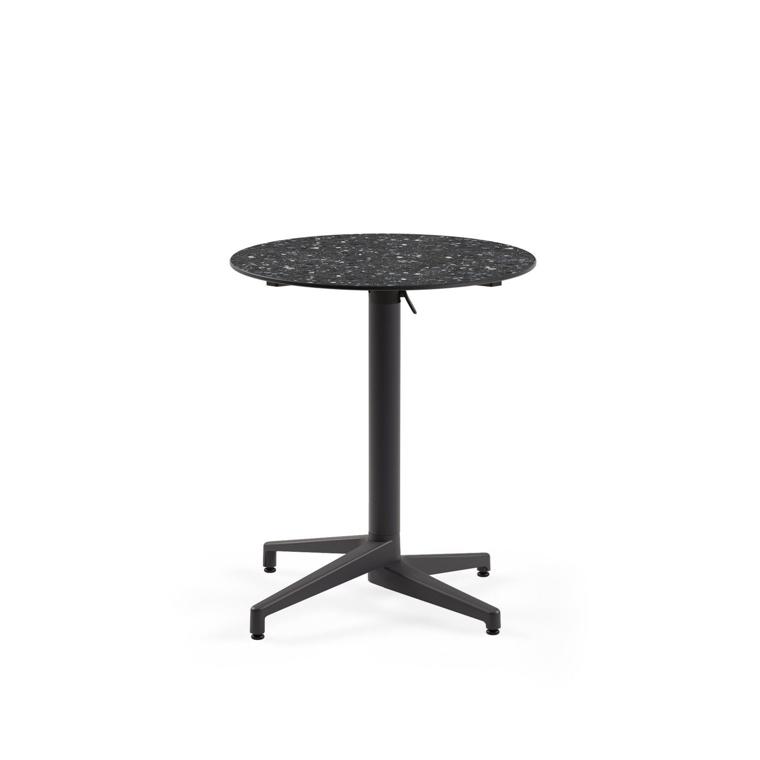 Compact Katlanır Dış Mekan Masası - 70 cm Terrazzo Desenli, Paslanmaz, Bahçe ve Cafe Kullanımına Uygun