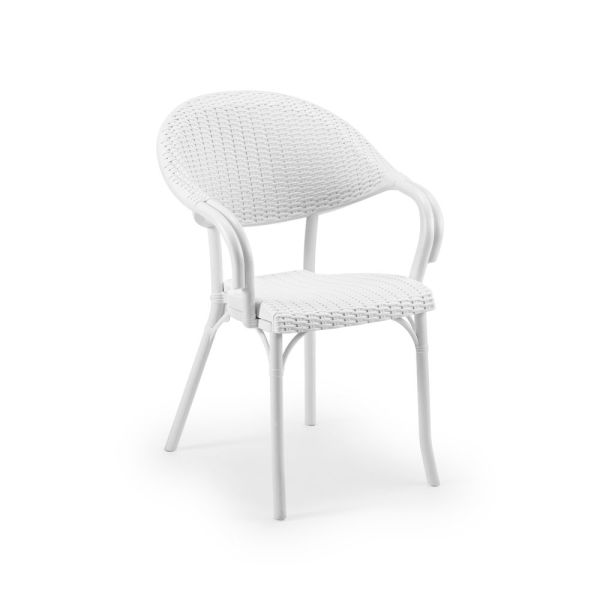 Beyaz Yuvarlak Bahçe Masa Sandalye Takımı 4 Kişilik 110 cm