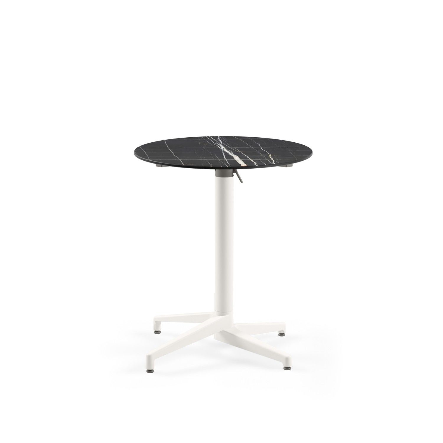 Compact Paslanmaz Katlanır Cafe Masası - 70 cm Siyah Mermer Desenli, Dayanıklı ve Şık Dış Mekan Bahçe Masası