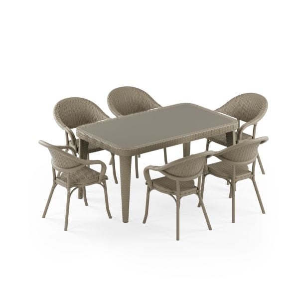 Vizon 6 Kişilik Bahçe Masa Sandalye Takımı 90x150 cm