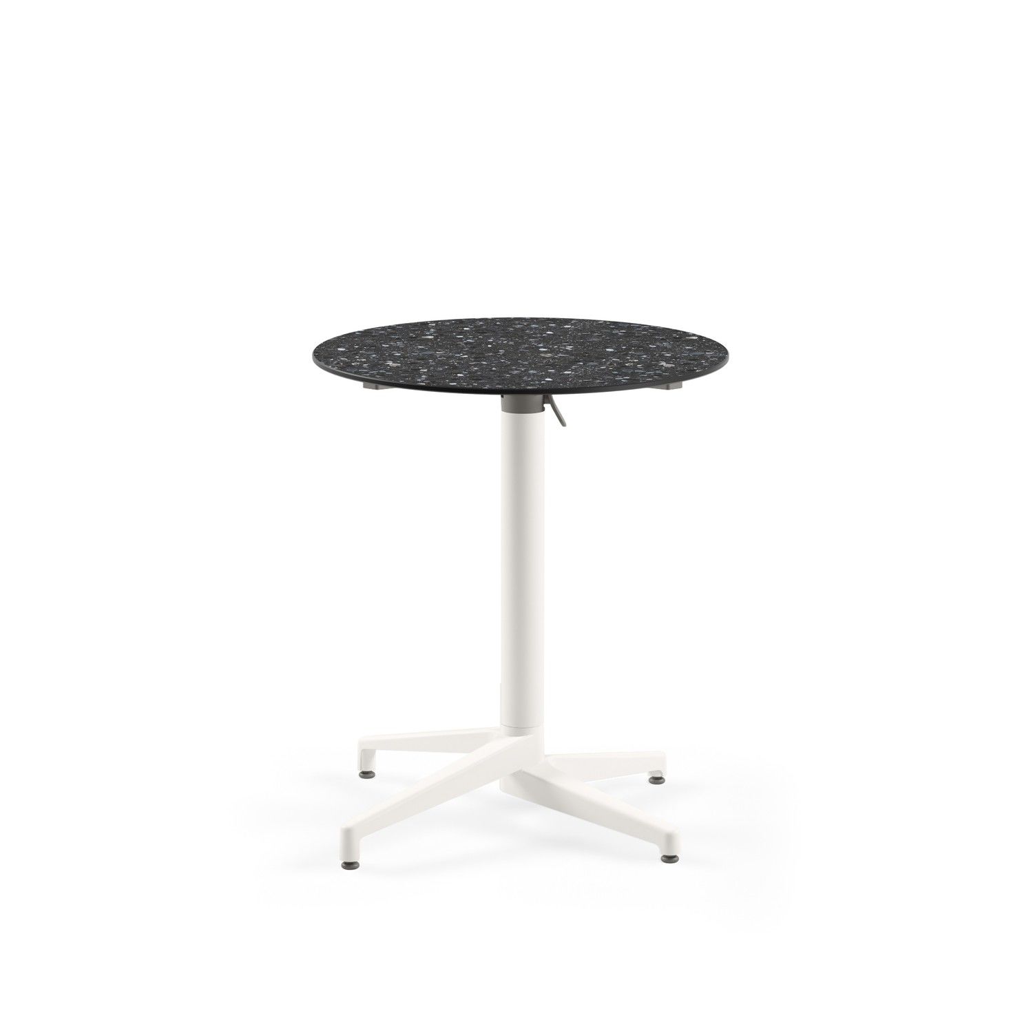 Paslanmaz Compact Katlanır Yuvarlak Bahçe Masası – 70 cm Terrazzo Desen – Cafe, Restoran, Balkon ve Dış Mekan Kullanımı için Dayanıklı Masa