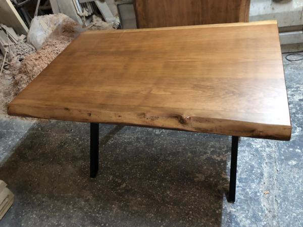 Açık Ceviz Rengi Kütük Masa | 80x130 Kayın Ağacı