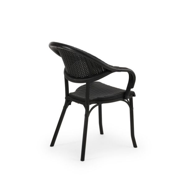 Enjeksiyon Rattan Plastik Siyah Bahçe Sandalyesi