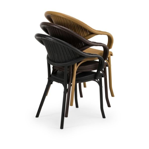 Enjeksiyon Rattan Plastik Siyah Bahçe Sandalyesi