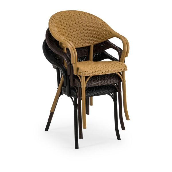 Enjeksiyon Rattan Plastik Antrasit Gri Bahçe Sandalyesi