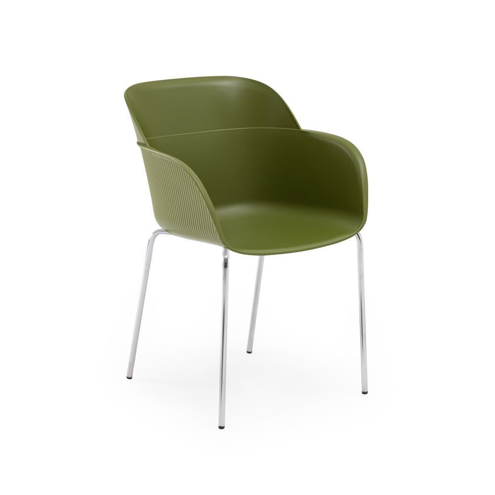 Metal Krom Ayak Haki Yeşili Modern Sandalye