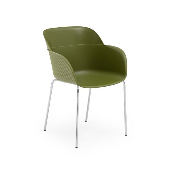 Metal Krom Ayak Haki Yeşili Modern Sandalye