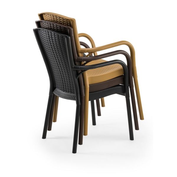 Enjeksiyon Rattan Plastik Ergonomik Antrasit Gri Bahçe Sandalyesi