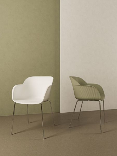 Metal Krom Ayak Süt Beyaz Modern Rahat Sandalye