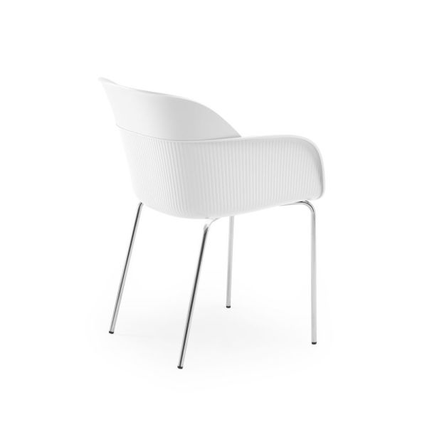 Metal Krom Ayak Süt Beyaz Modern Rahat Sandalye