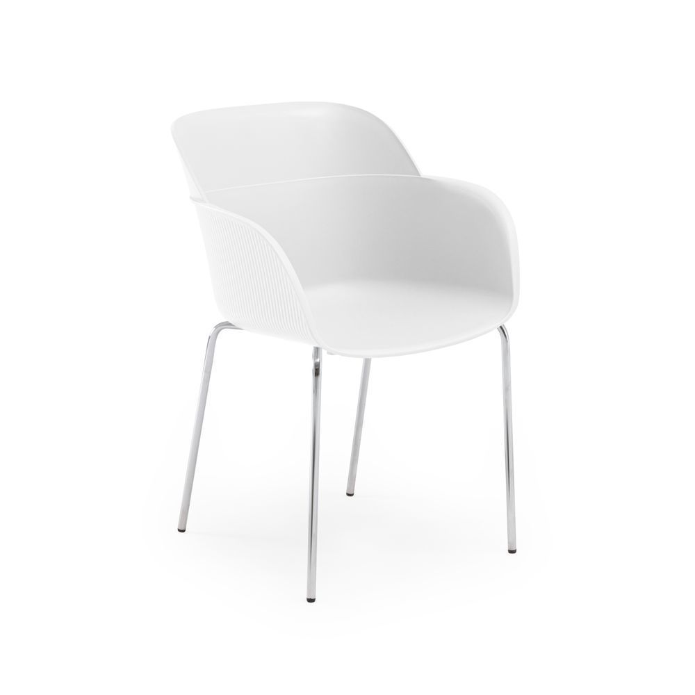 Metal Krom Ayak Süt Beyaz Modern Rahat Sandalye