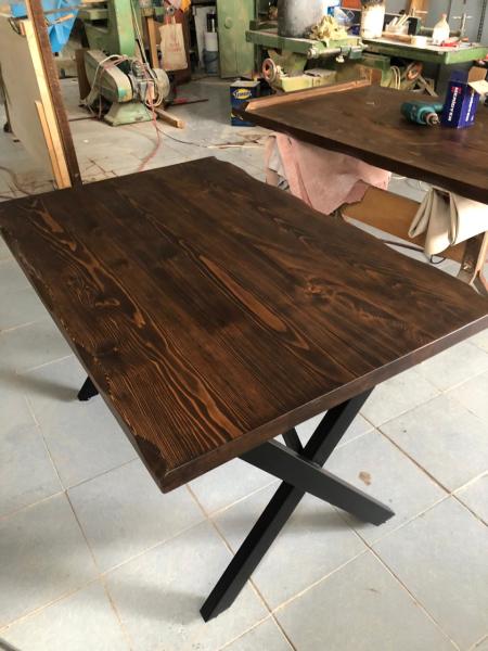Kütük Masa Ceviz Rengi 80x130 cm Doğal Ağaç