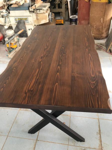 Kütük Masa Ceviz Rengi 80x130 cm Doğal Ağaç