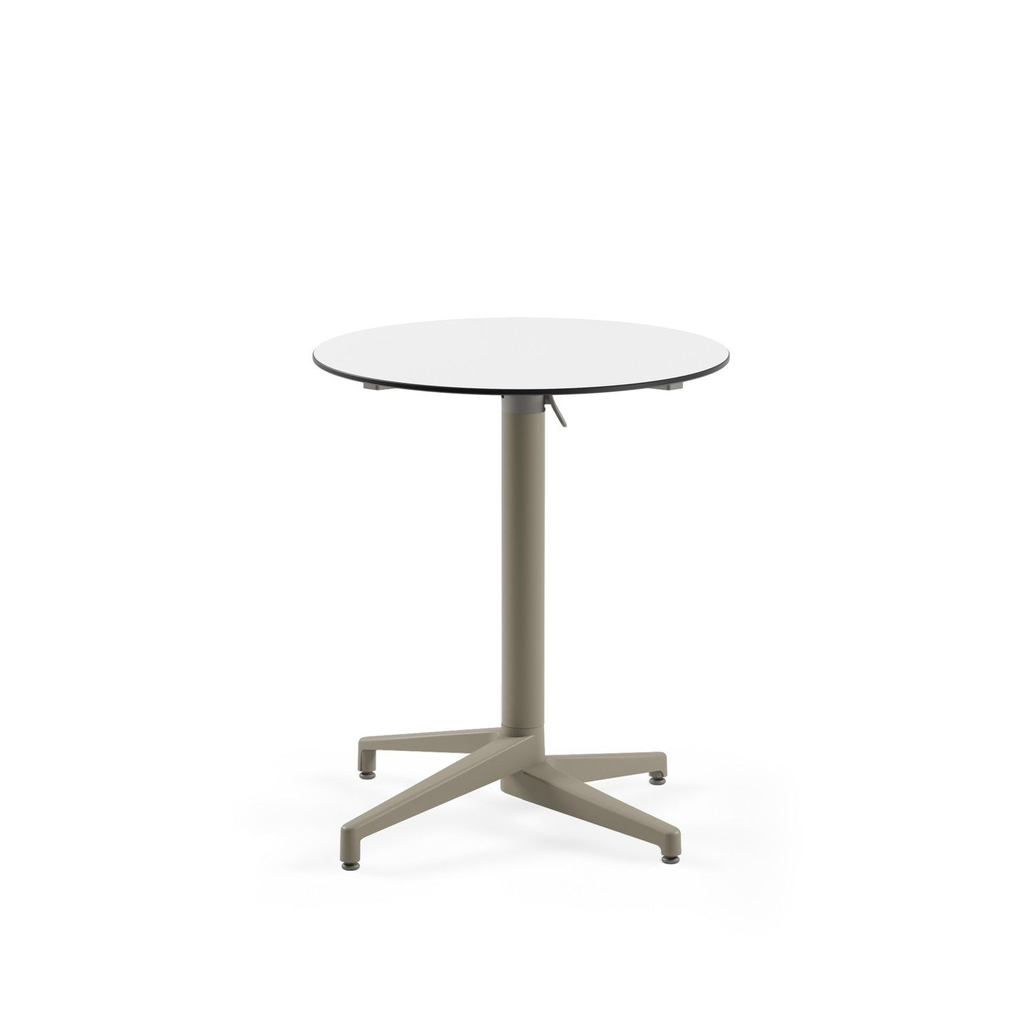 Compact Katlanır Paslanmaz Bahçe Masası – Beyaz Laminat, Yuvarlak, 70 cm Çap, Dayanıklı, İç ve Dış Mekan Kullanımı