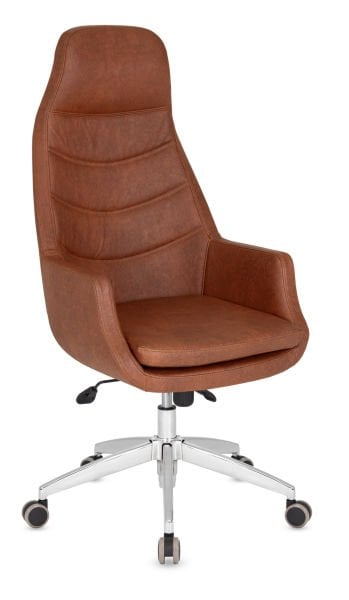 Puma Makam Yönetici Koltuğu Ergonomik Kahverengi Deri Krom Yıldız Ayak Ayarlanabilir Multi-Tilt Mekanizma Ofis ve Makam Koltuğu Ücretsiz Kargo Türkiye Geneli