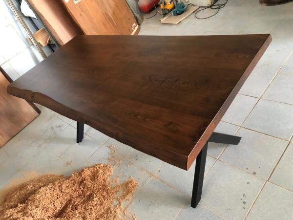 Kayın Ağacı Ceviz Rengi Kütük Yemek Odası Masası 80x180 cm