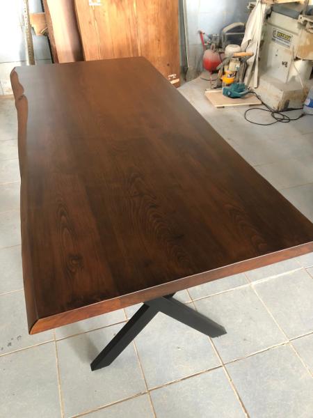 Kayın Ağacı Ceviz Rengi Kütük Yemek Odası Masası 80x180 cm