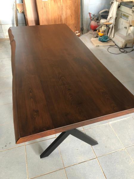 Kayın Ağacı Ceviz Rengi Kütük Yemek Odası Masası 80x180 cm