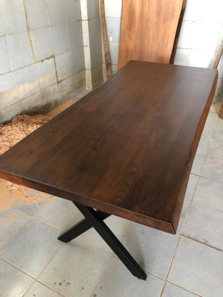 Kayın Ağacı Ceviz Rengi Kütük Yemek Odası Masası 80x180 cm