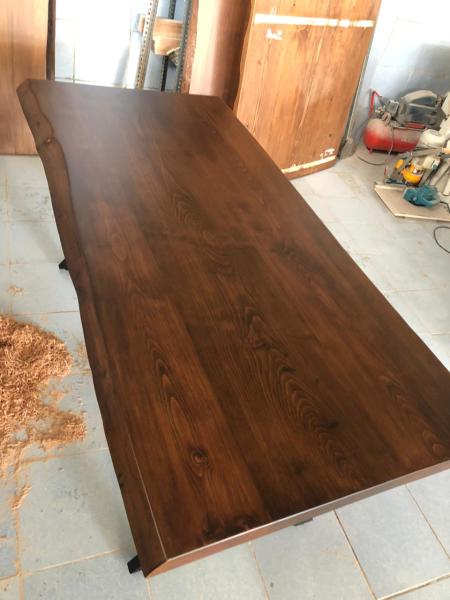 Kayın Ağacı Ceviz Rengi Kütük Yemek Odası Masası 80x180 cm