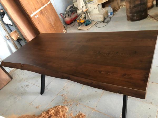 Kayın Ağacı Ceviz Rengi Kütük Yemek Odası Masası 80x180 cm