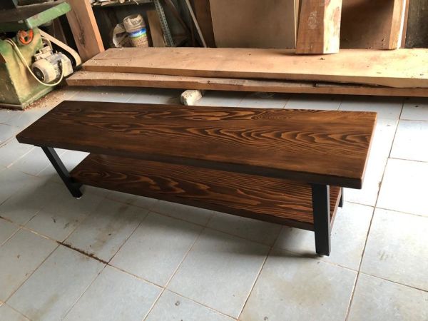 Ceviz Rengi Doğal Kütük Ağaç TV Sehpası 170x35 cm Estetik ve Dayanıklı TV Ünitesi