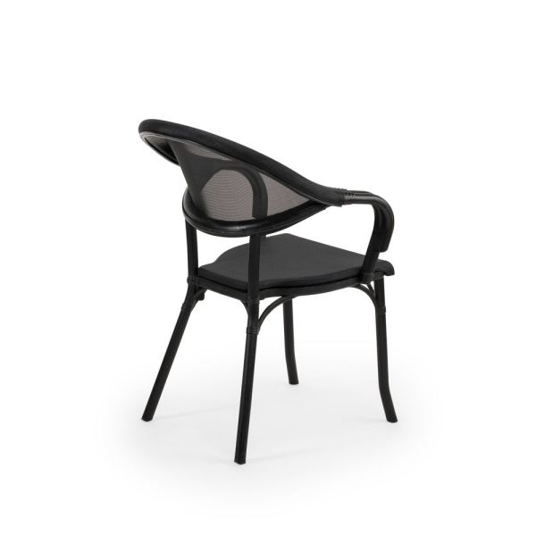 Siyah Fileli 4 Kişilik Katlanır Bahçe Masa Sandalye 80x80 cm