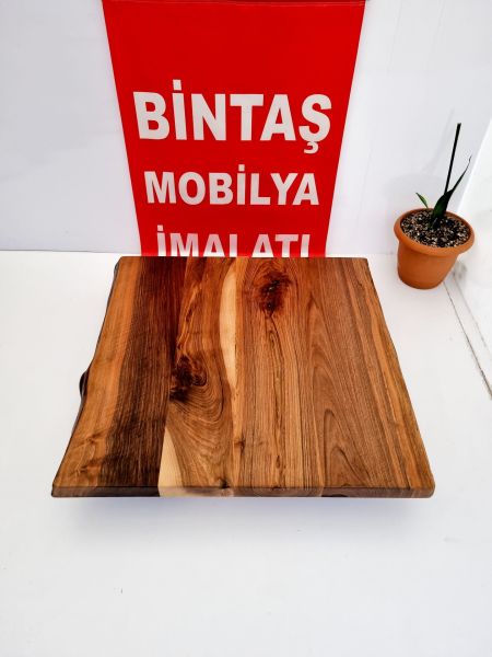 Gerçek Doğal Naturel Ceviz Ağacı Kütük Masa Üst Tablası 70x70.cm