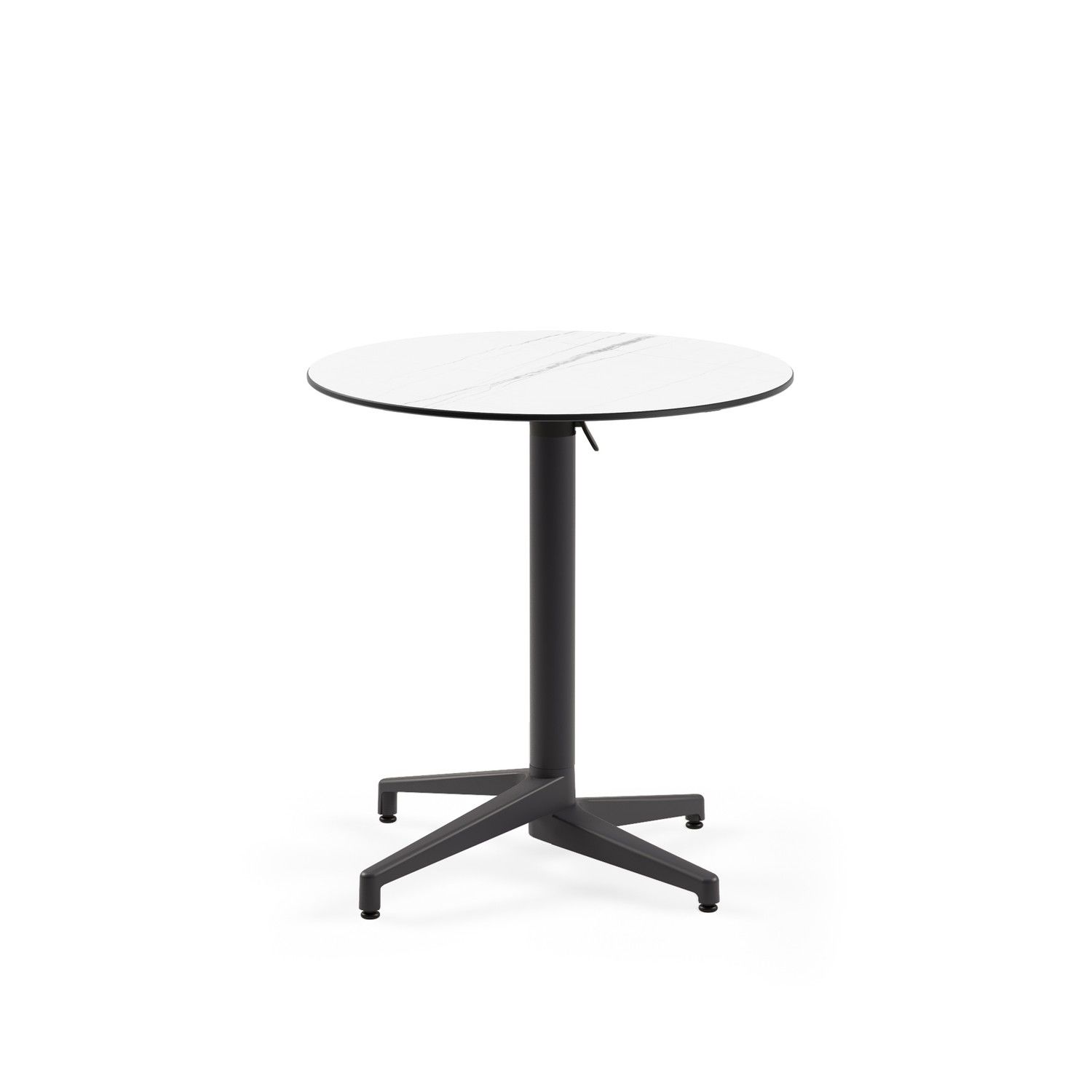Compact Katlanır Paslanmaz Restoran Masası - Beyaz Mermer Desenli Laminat Üst, Antrasit Gri Ayak - Mutfak, Cafe, Otel, Restoran, Balkon, Teras ve Bahçe İçin Dayanıklı Dış Mekan Masası